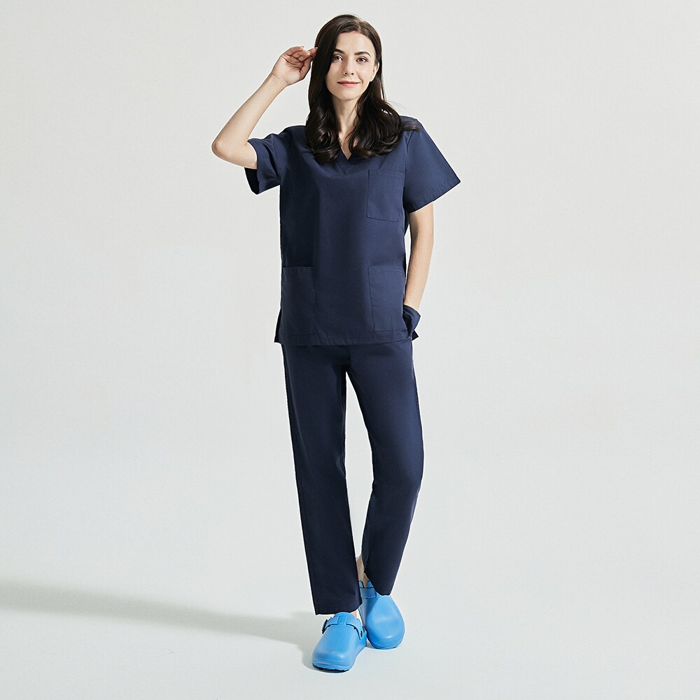 Kosmetolog scrub uniformer skønhedssalon dame uniform scrub sæt spa uniformer v krave kortærmede scrubs toppe + bukser