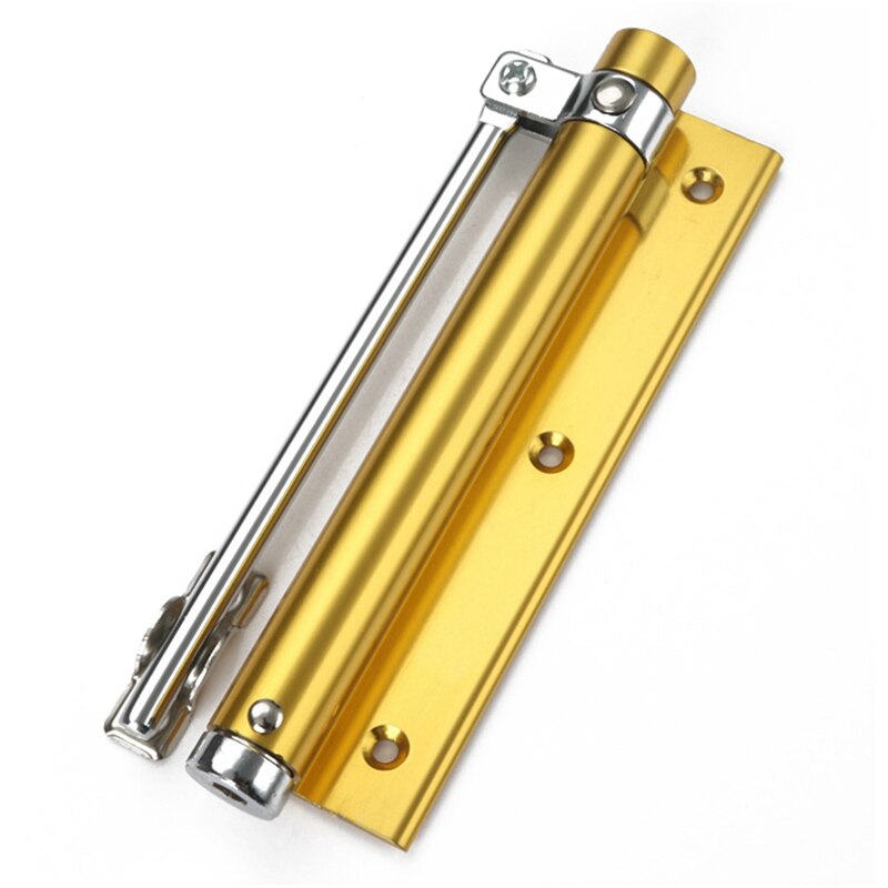 Cierre automático de puerta ajustable, resorte de seguridad, bisagra de cierre automático, fácil de rebote, sin ranuras, punzonadora: Oro
