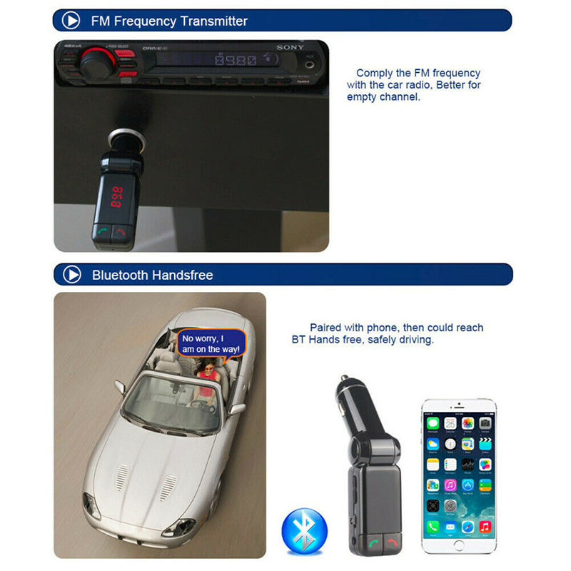 Bluetooth FM Transmitter Auto Kit - Dual USB Ladegerät - Kabelloser MP3 Player - Universelle Telefonkompatibilität