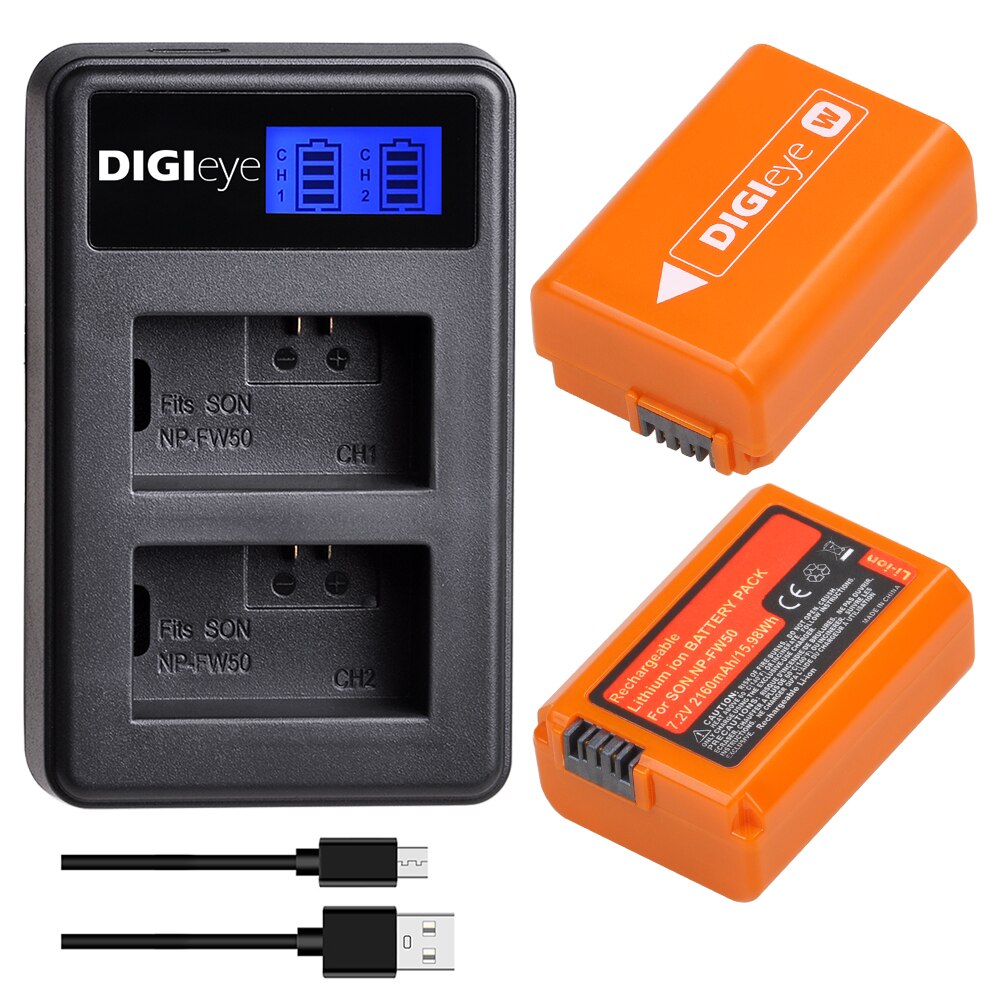 2160 mah np -fw50 npfw 50 batteri + lcd dubbel laddare för sony  a6000 a6400 a6500 a6300 a7 a7ii a7 rii  a7 sii  a7s a7r rx10