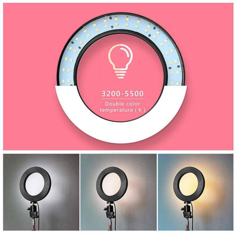 Led beleza transmissão ao vivo anel luz de preenchimento conjunto 20cm luz de preenchimento cinco em um (preto) s20 + Z07-1