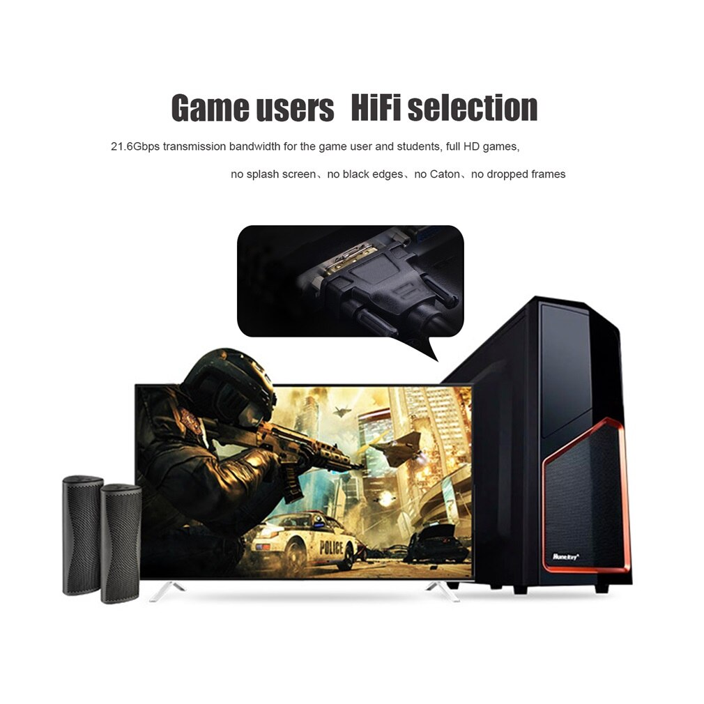 Zwarte 2/3 meter duurzame draagbare hoge resolutie vergulde dunne dvi naar dvi single link digitale video monitorkabel