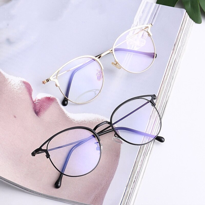 SHAUNA Anti-Blue Light Metal Cat Eye Glasses Frame Cat Ear Optical Frames Women