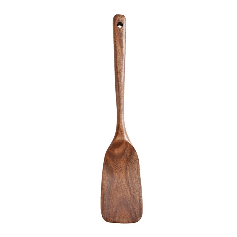 Pelle de cuisine en bois naturel, 1 pièce, spatule tournant, ustensiles de cuisine, outils antiadhésifs à Long manche, ustensiles de cuisine pour Restaurant et maison: A