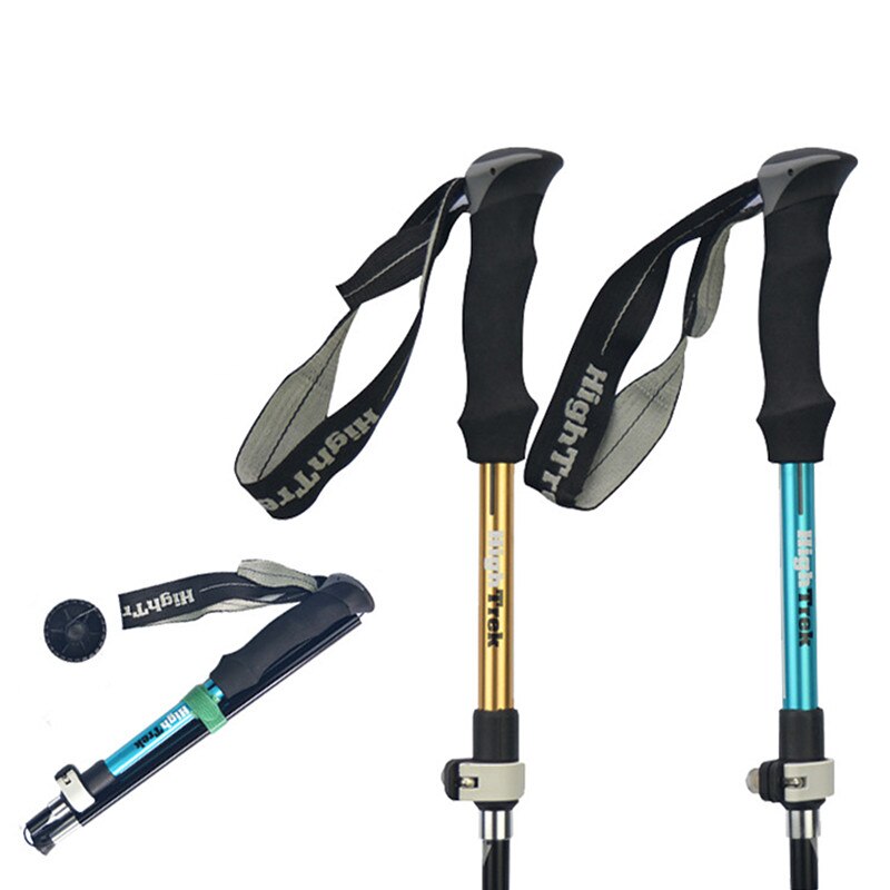 Adjustable Hiking Walking Trekking Trail Stick Adjustable Canes 3-Sections Folding Trekking Pole