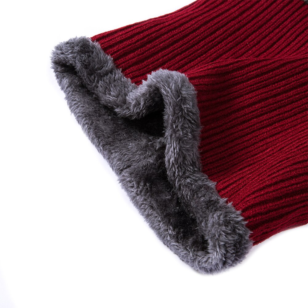 Mænd unisex sport vinter varm hat strikket visir beanie fleece foret næbshue med brim cap