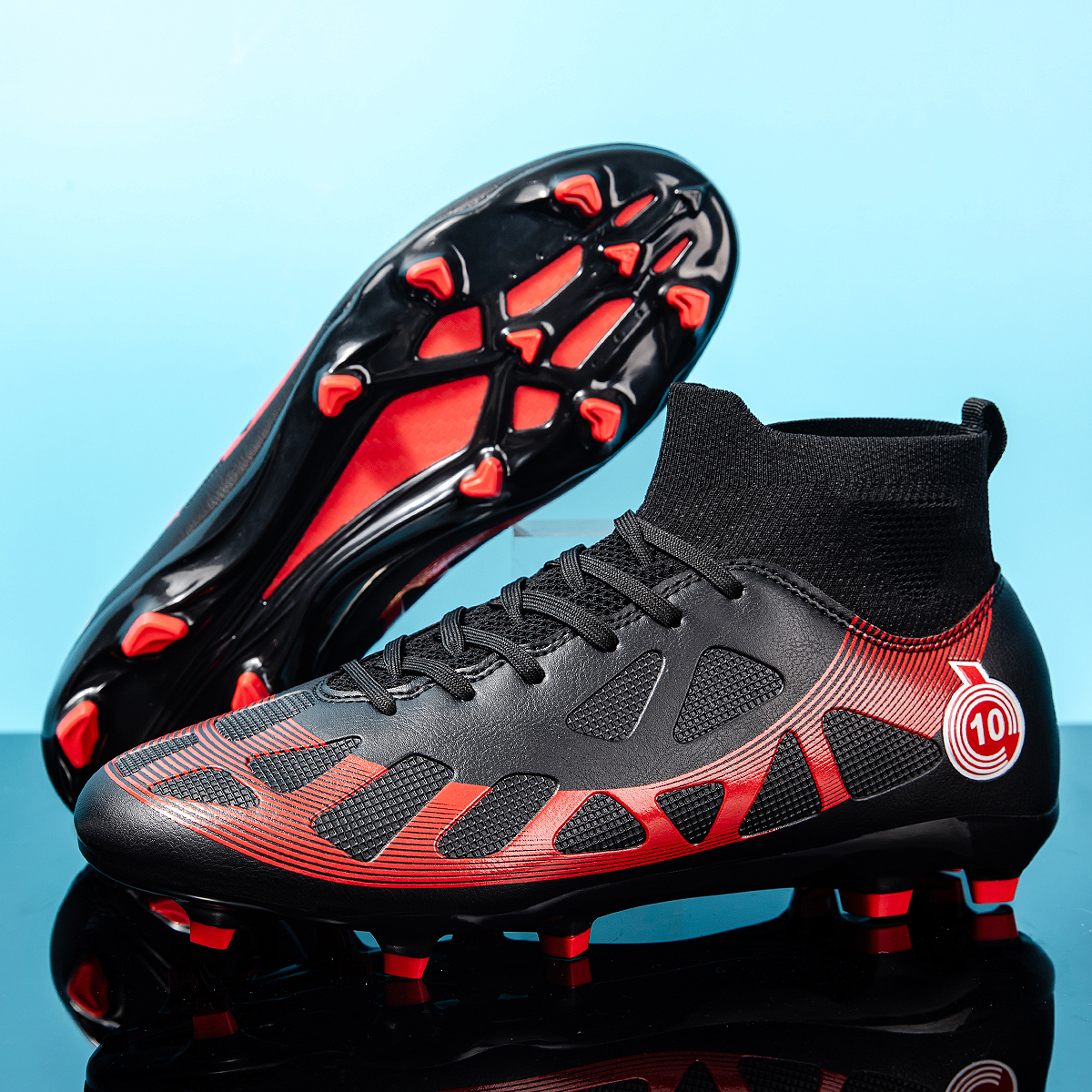 Fußballschuhe AG/FG langer Nagel Kunstrasen draussen professionelle hoch-oben-Sporttrainingsschuhe Herren- und Damennagelschuhe