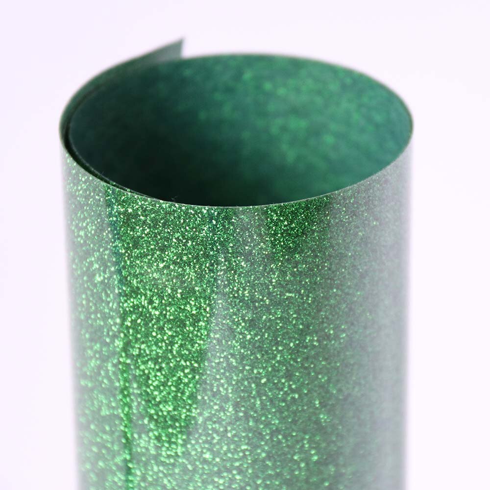 A4 Sample 21cm x 30cm Glitter Warmteoverdracht Vinyl Film voor Kledingstuk ijzer op Textiel Grafische Warmte Pers vinyl Kleur voor kiezen: dark green