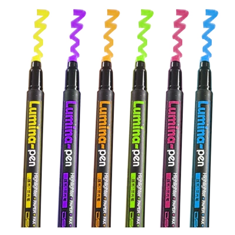 6 Stks/partij Lumina Pennen Highlighter Voor Papier Kopie Fax Diy Tekening Marker Pen Briefpapier Office Materiaal Schoolbenodigdheden