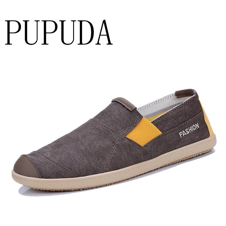 Pupuda ademende casual schoenen voor heren, comfortabele instappers, espadrilles voor heren, lichtgewicht sneakers voor heren, canvas schoenen voor heren: Bruin / 10