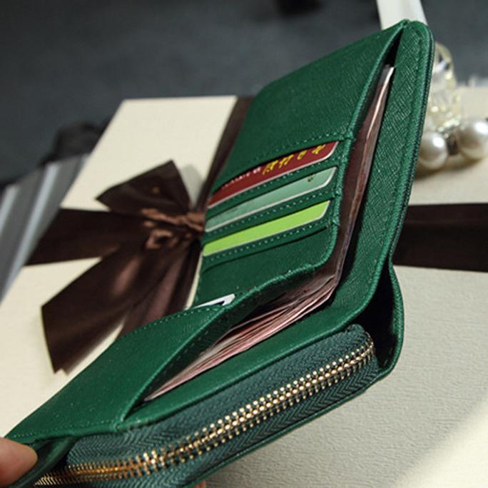 Del raccoglitore Della Signora Delle Donne Della Borsa Del Raccoglitore Della Frizione Breve Piccolo Supporto di Carta del Sacchetto verde nero rosa DELL'UNITÀ di elaborazione In Pelle con zip portafogli billetera mujer