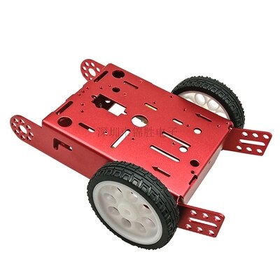 Mini omni hjul 3wd smart robot bil chassis kit med metalplade tt motor til arduino microbit diy legetøj: Rød