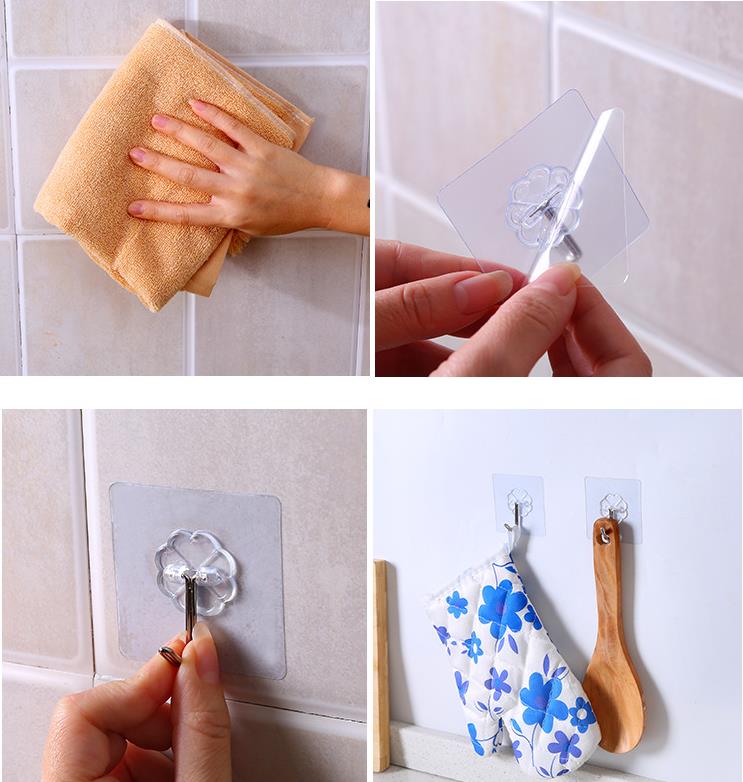 Sterke zelfklevende deurhangers, handdoekhangers, dweilhangers, handtashouders, haken, transparante keuken- en badkameraccessoires, 10 stuks