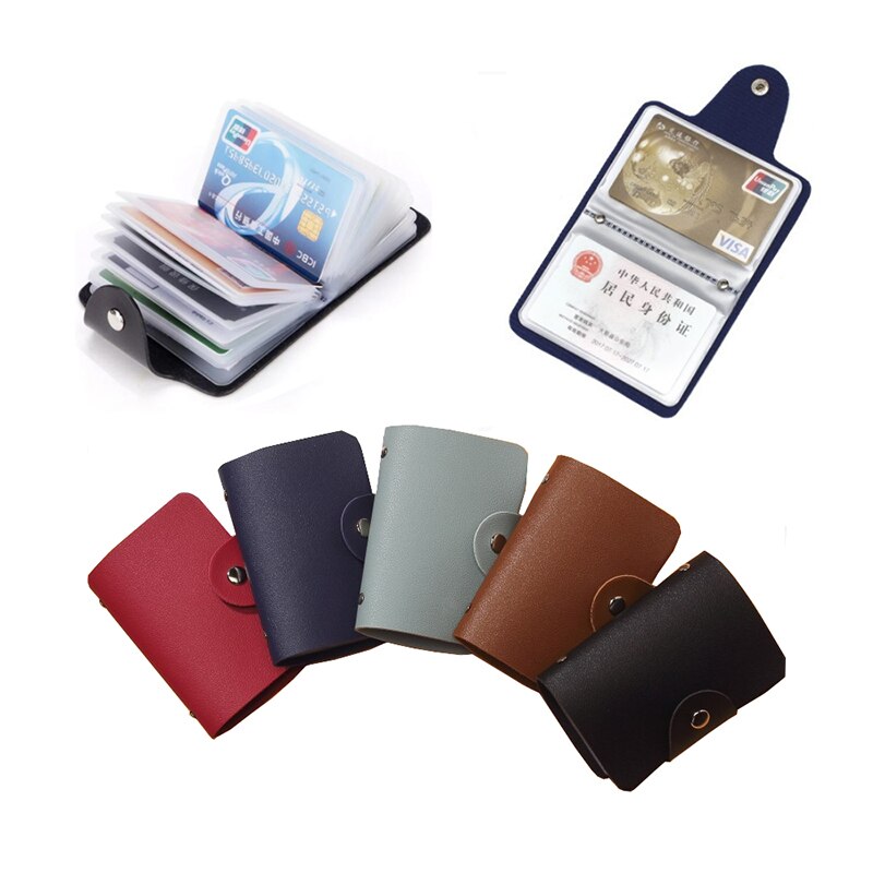 Pu Functie 24 Bits Credit Kaarthouder Effen Kleur Card Case Business Id Card Organizer Draagbare Mannen Vrouwen Portefeuilles Kaarthouder
