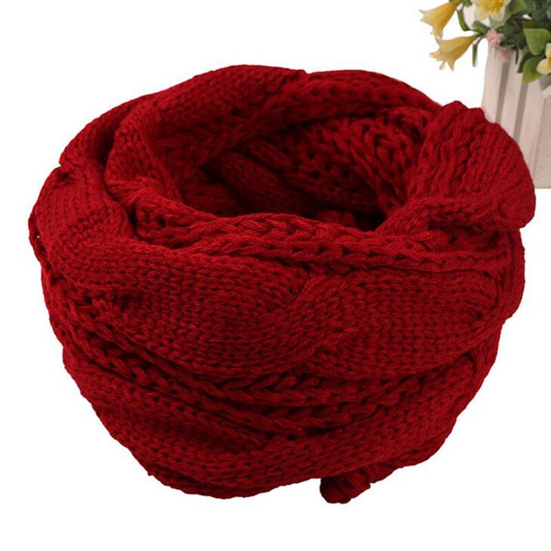 Knitted Snood Scarf Warm Winter Women Scarf Cashmere Snud For Women Scarf Infinity Scarves Neck Circle Ring Scarf: red