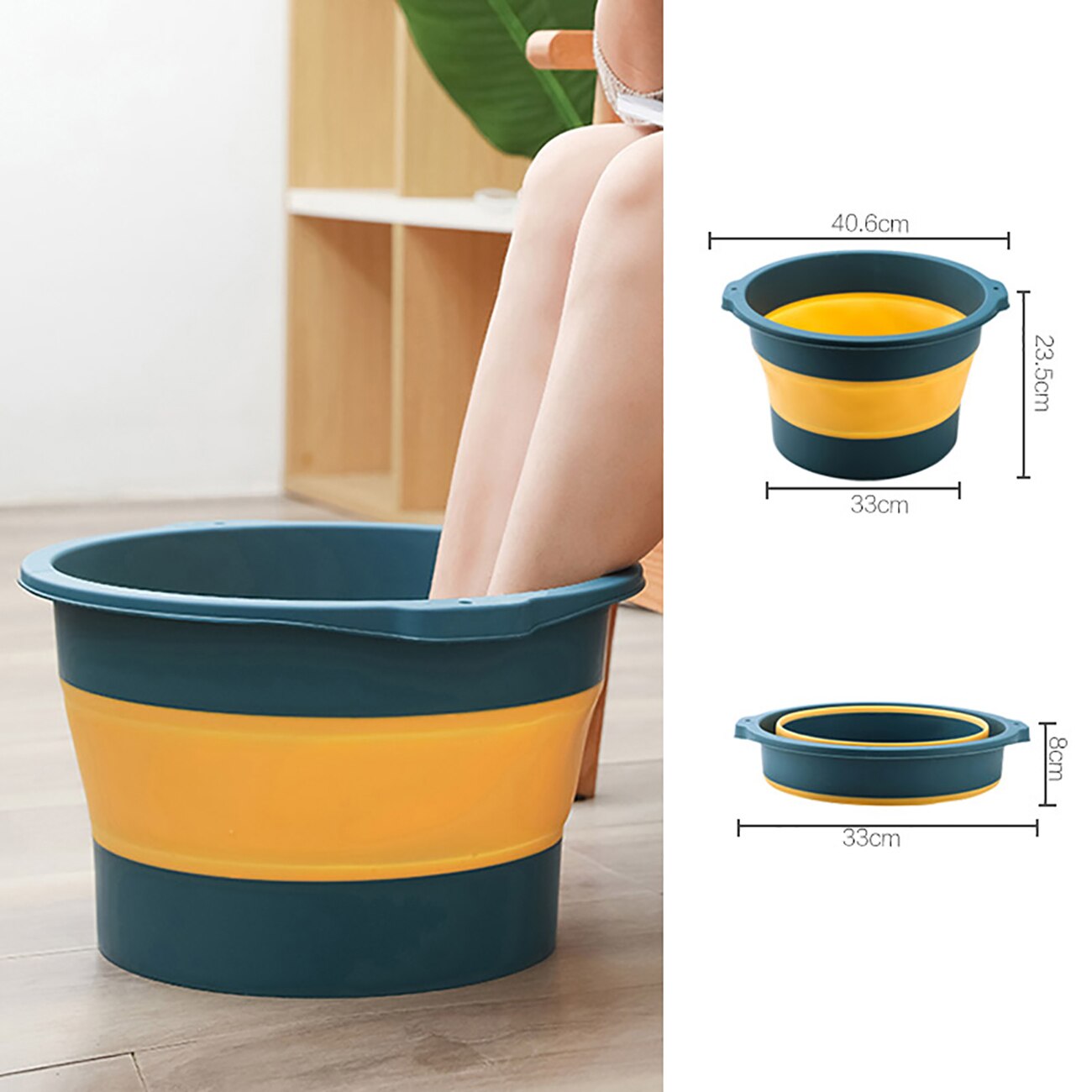 Plastic Folding Bucket Foot Bath Bucket Bathroom Foldable Foot Tub Wash Basin Laundry Buckets Portable Water Container: Blue