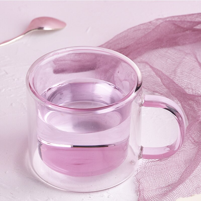 Kleur Dubbele Laag Hittebestendig Glas Eenvoudige Huishoudelijke Verdikte Hittebestendig En Hittebestendig Bubble Tea Cup 250 Ml