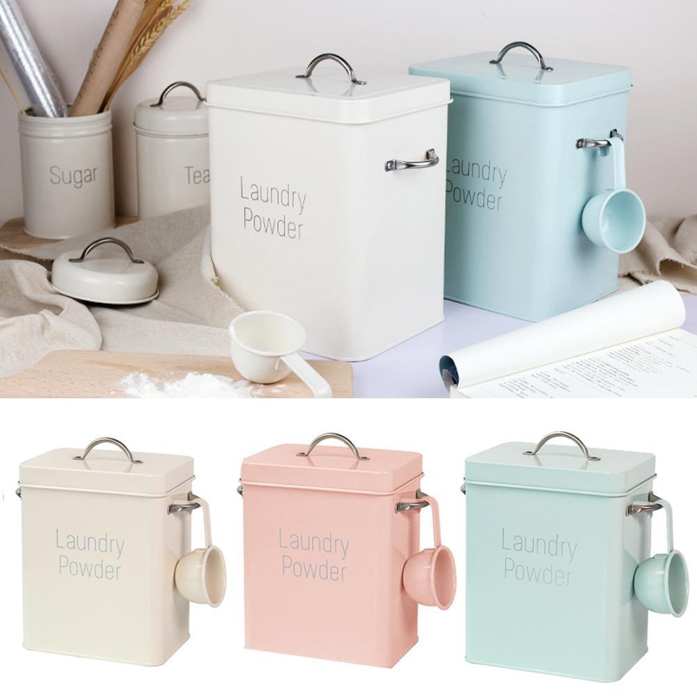 1 PCS Nordic Wind Ins Wind Wash Powder Bucket 3kg Multifunction Household Box Covered Storage Accessories Rice Snacks