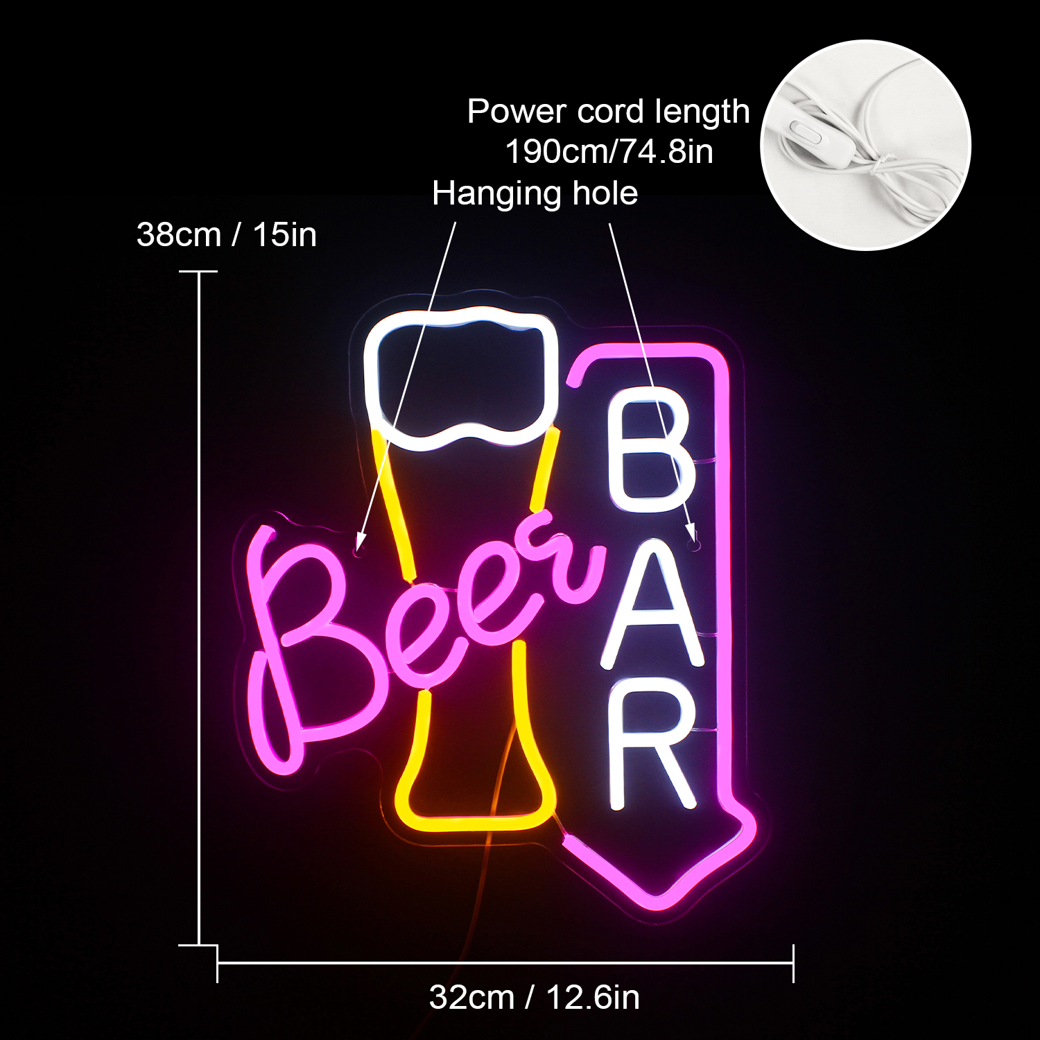 Letrero de neón para Bar de cerveza, luces Led de neón para decoración de pared, letreros iluminados para Bar en casa, carrito, restaurante, cueva, Bistro, Club, decoración de