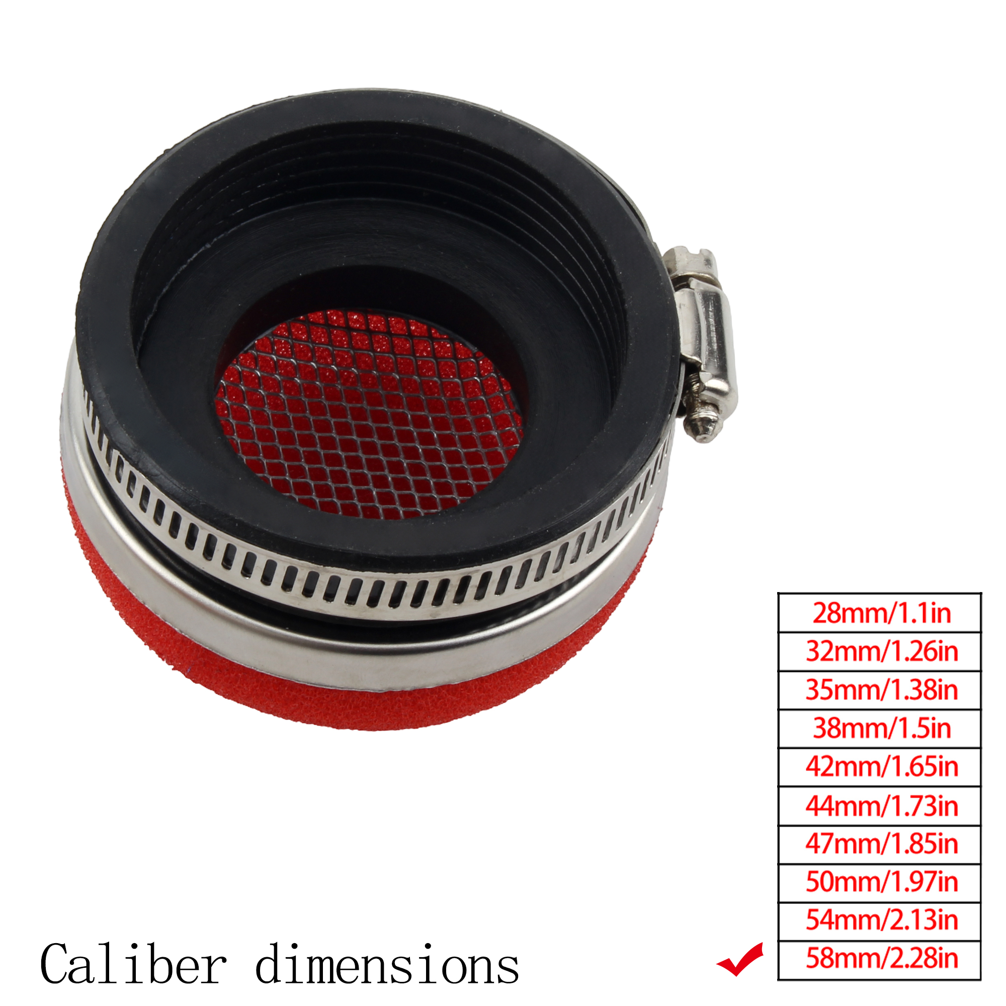 Moto Filtro aria Pulitore Filtro aria 2 tempi Motore sporco fossa bicicletta scooter 28/32/35/38/42/45/50/54/58 MILLIMETRI Parti di Moto: Grigio scuro