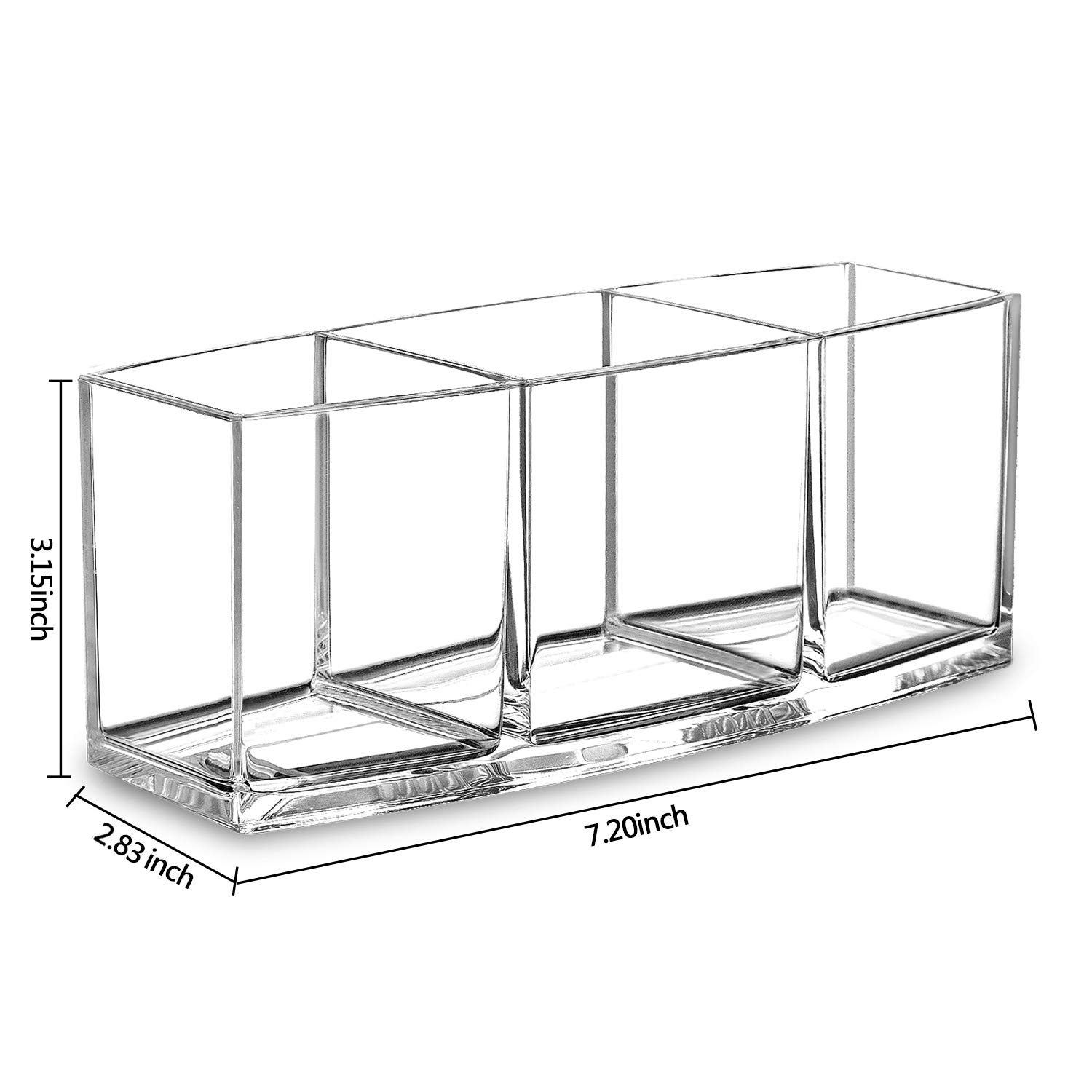 Makeup Brush Holder Organizer Storage 3 Slot Acrylic Cosmetics Brushes Storage Solution Perfume Organizer Makeup Black White: 3 fang