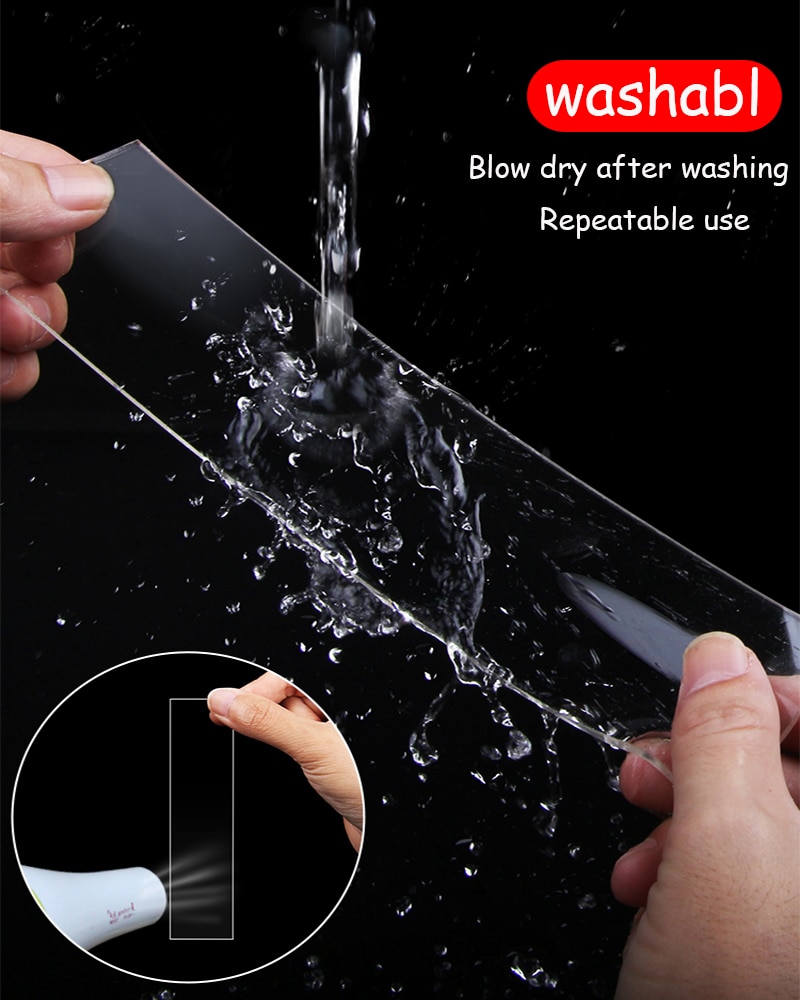 Ruban adhésif double face réutilisable, multifonction, à haute viscosité, pour cuisine et salle de bain, étanche, sans couture, moisissure, 5/3/2/1M