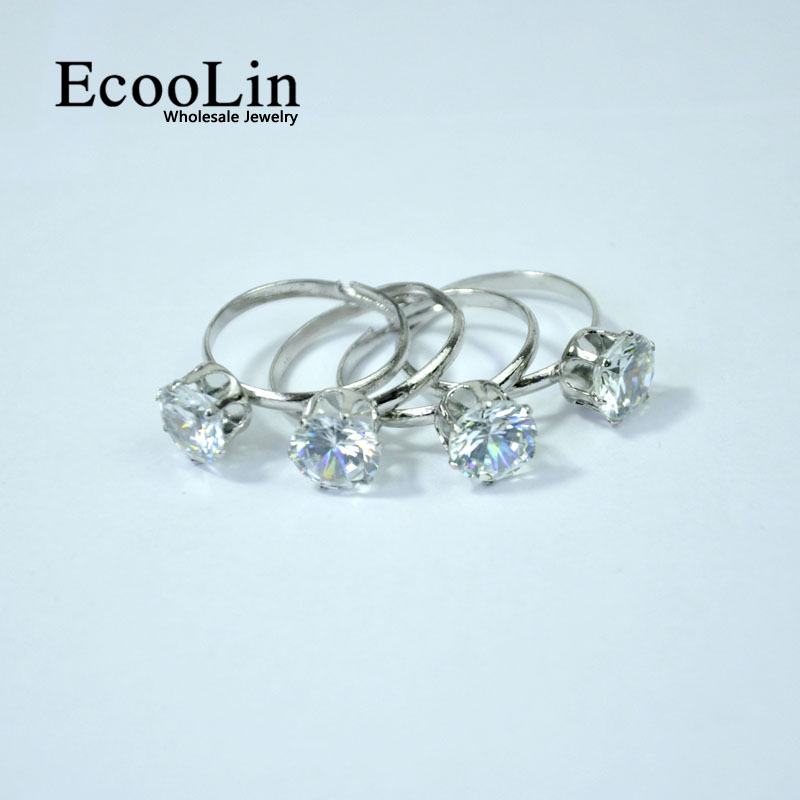 10 Uds EcooLin joyería 1,0 quilate, zirconio anillos Chapado en plata lotes para mujeres paquetes a granel LR4023