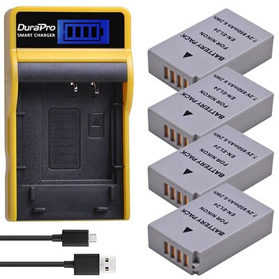 2 PC 850 mAh EN-EL24 EN EL24 Oplaadbare Camera Batterij + LCD USB Lader Voor Nikon 1 J5 1J5 DL18-50 DL24-85 Digitale Camera 'S: 4 Battery Set