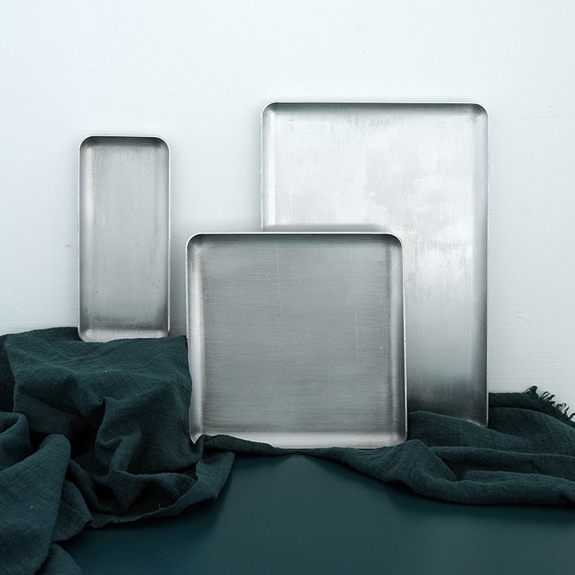 Aluminum Retro Storage Tray Geometric Old Snack Trays Industrial Wind Aluminum Tray Gourmet Photography Props S M L