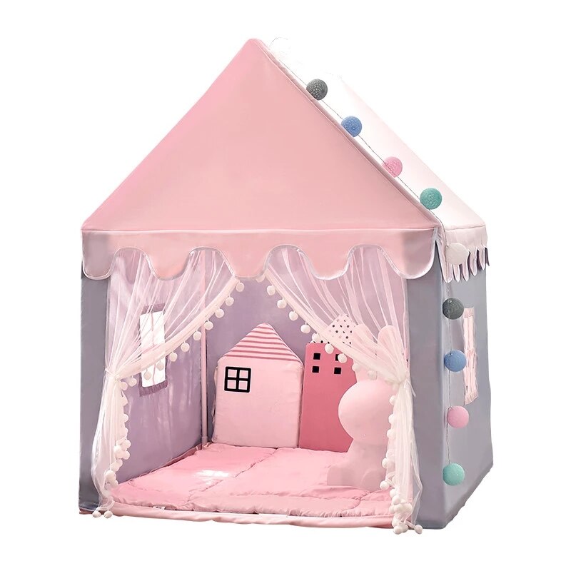 Grote Kinderen Tenten Tipi Baby Speelhuis Kind Speelgoed Tent 1.35M Wigwam Vouwen Meisjes Roze Prinses Kasteel Kind Kamer decor: pink