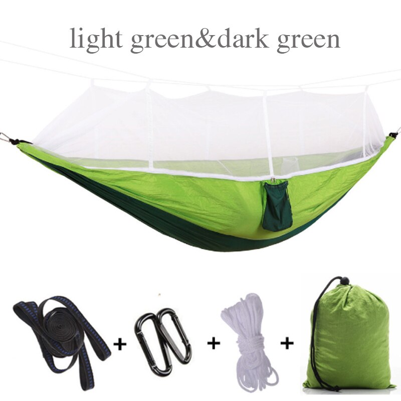 1-2 Person Outdoor Mosquito Net Parachute Hammock Camping Hanging Sleeping Bed Swing Portable Double Chair Army Green: C