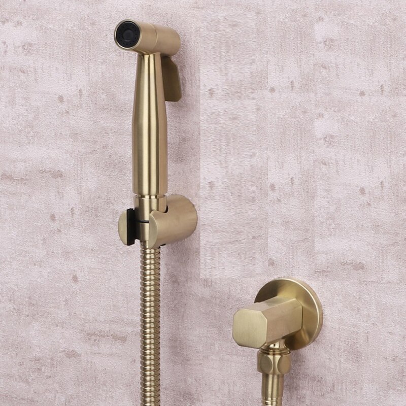 Geborsteld Goud Bidet Kraan Set Badkamer Handdouche Bidet Wc Spuit Hygiënische Douche Bidet Tap Wall Mount Bidet Kraan