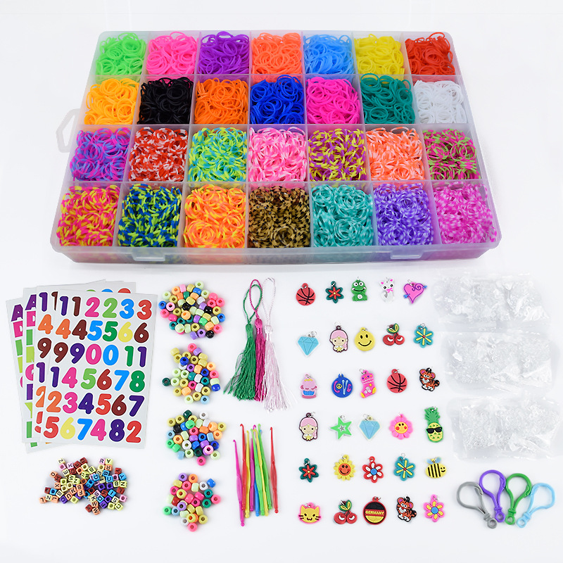 Caja de bandas de goma de colores para de niñas, juego de pulseras para hacer Creavie DIY 5000-10000 unids/set