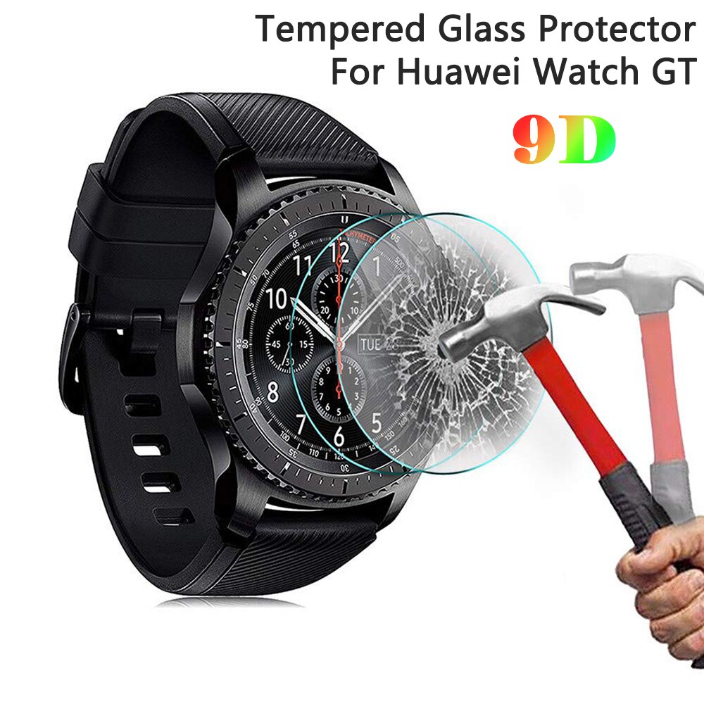 2 stuks horlogekast voor huawei watch gt gehard glazen schermbeschermer beschermfolie anti-explosie anti-breuk