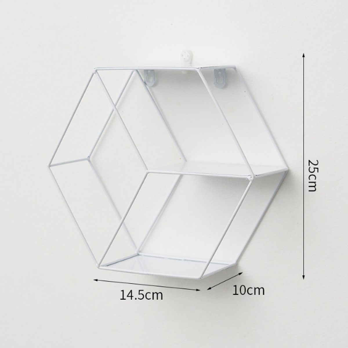 Nordisk stil metall dekorativ hylla hexagon förvaringshållare rack hyllor hem väggdekoration krukväxt prydnadshållare rack: Vit