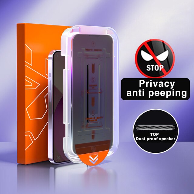 Neue 8K Oleophobe Beschichtung Staubfreie Installation Displayschutzfolie für iPhone 13 11 12 14 Profi Max Mini XS MAX X 15 Anti Spion Glas: Bereift / 3 stück