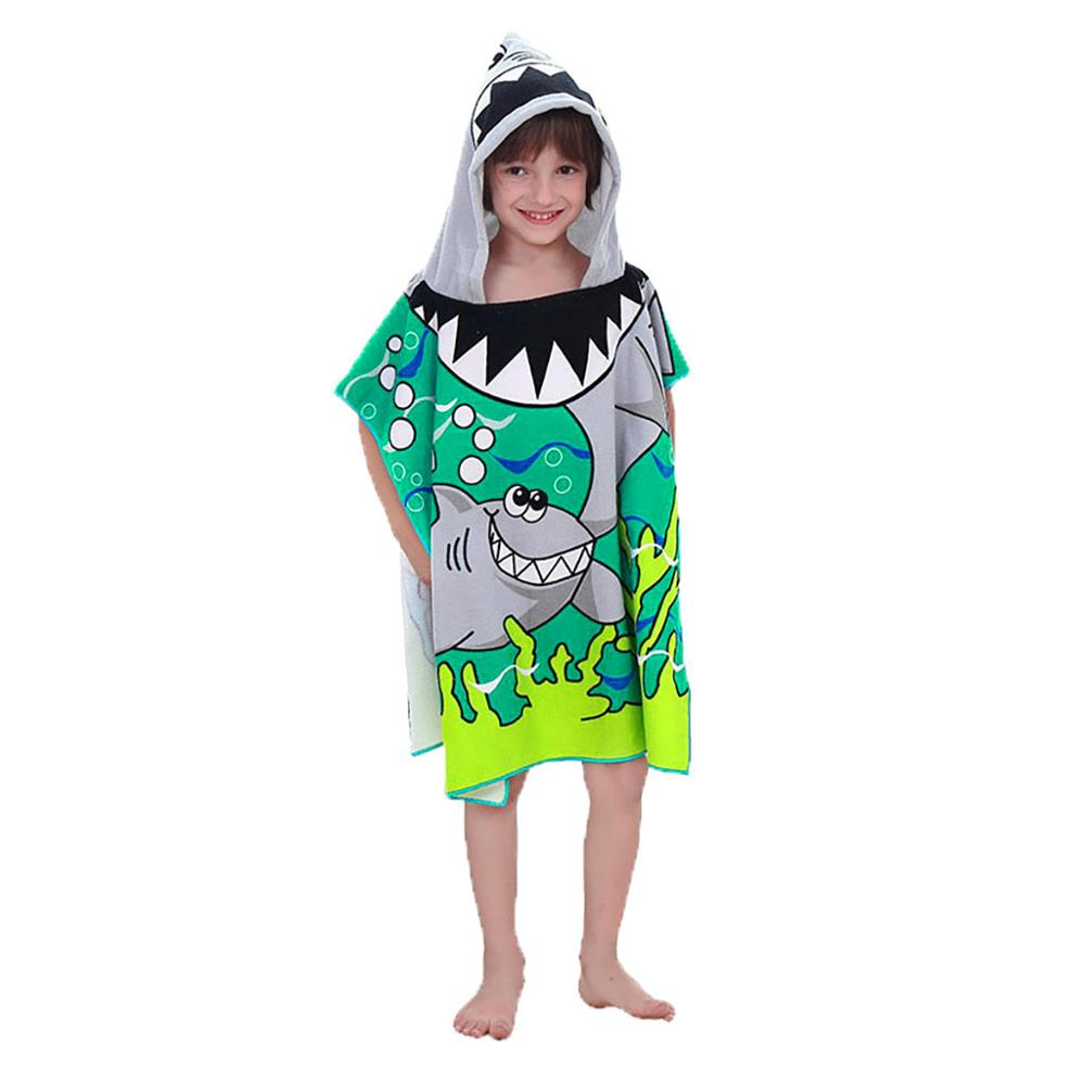 Toalla de playa con capucha para niños, estampado de tiburones, suave piscina, Poncho, capa, niños, bata de baño para Niños #15