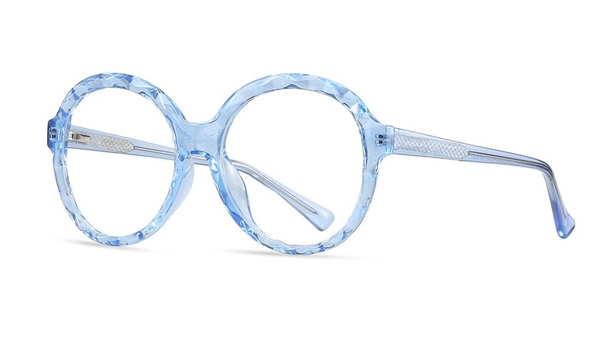 Lunettes en plastique titane pour femmes, monture ronde en cristal, coupe optique, à la , pour ordinateur, 47341: C6 blue