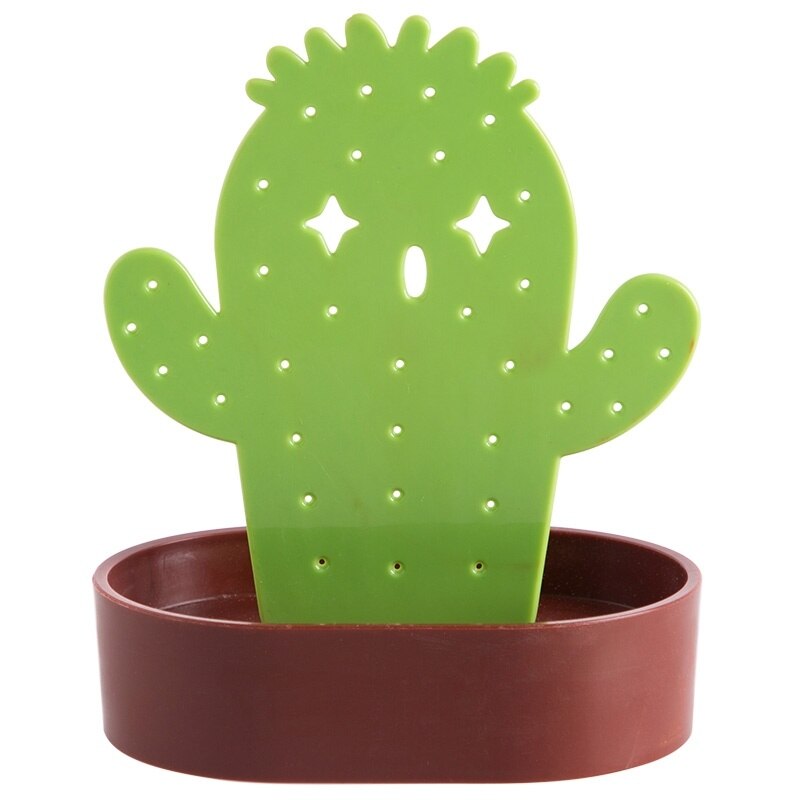 1 stk plastik kaktus form øreringe ringe holder bøjler armbånd smykker organizer display stand opbevaringsstativ til piger kvinder