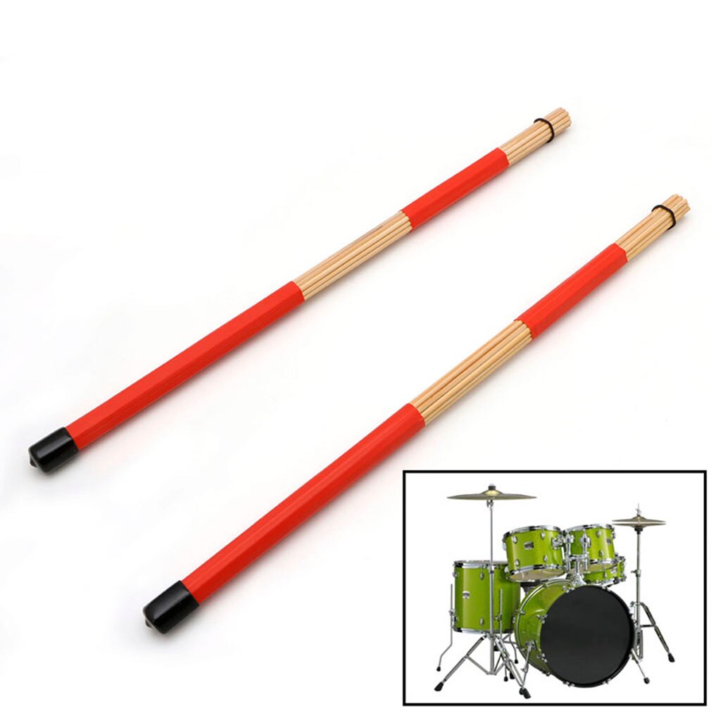 1 para pałeczki robić perkusji profesjonalny bambusowy kraj jazz ballada perkusja miotełki robić perkusji pakiet pałeczki robić perkusji z gumową rączką