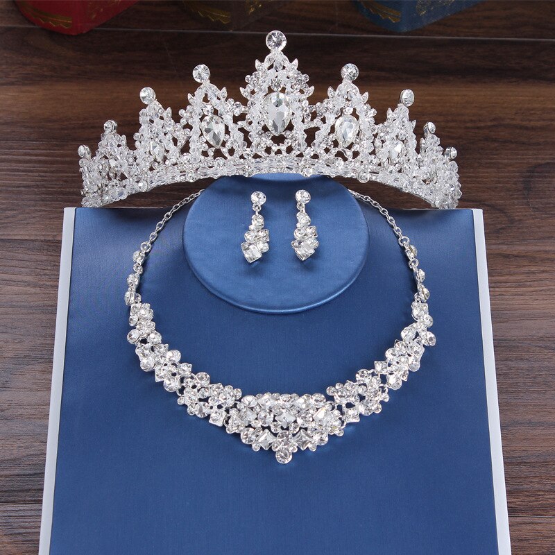 Conjunto de joias luxuosas de cristal barroco, para noiva, coroa, tiara, conjunto de brincos, para casamento, contas africanas, conjuntos de joias