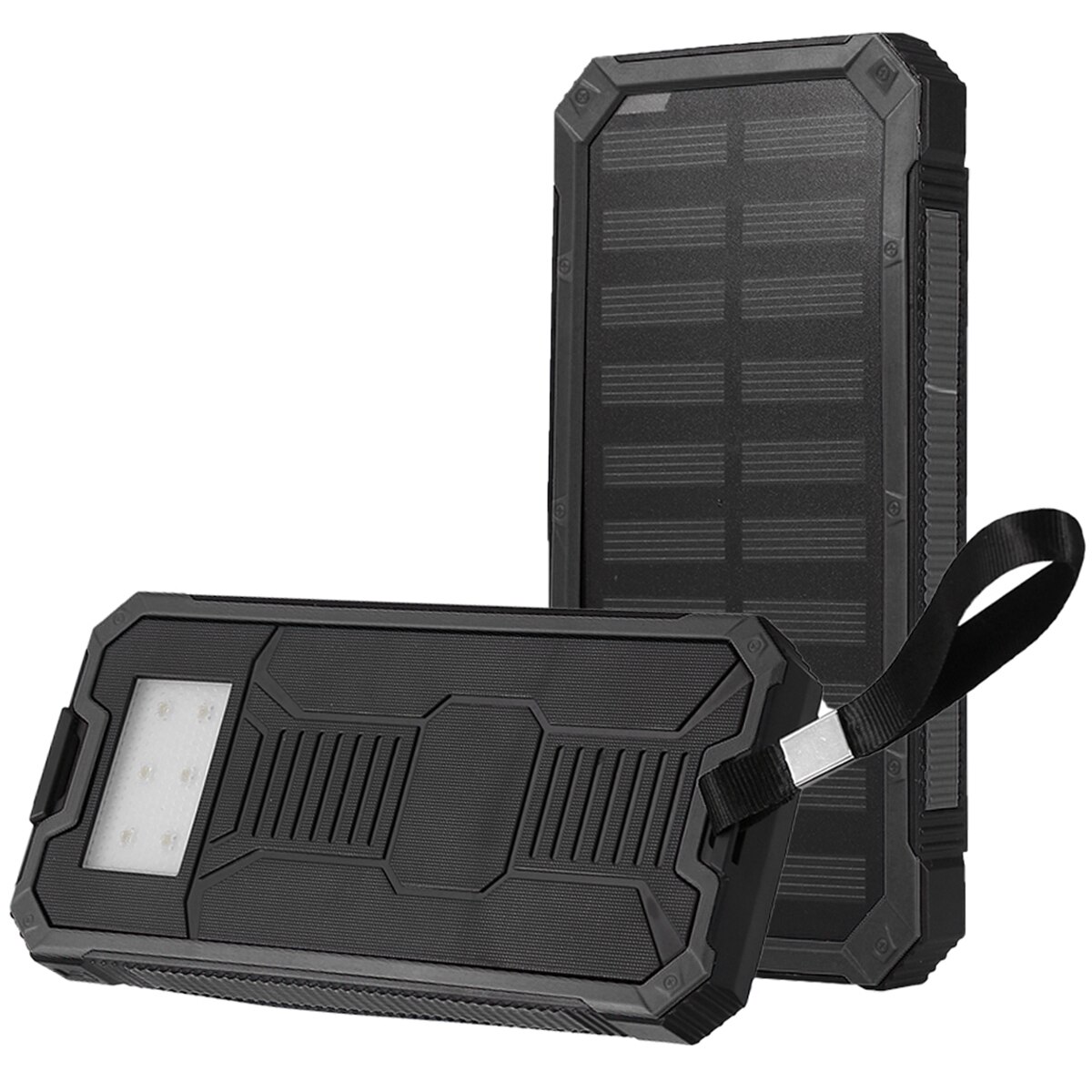 Panel de alimentación Solar con puertos USB duales, estuche de carga rápida, estilo conciso y Voge, Kits de bricolaje, batería de 20000mAh, no incluida: Black