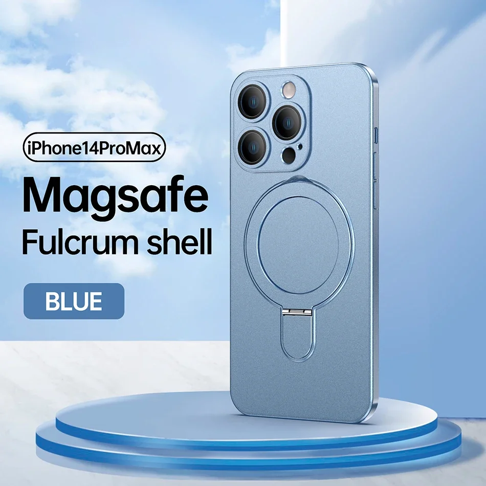 Coque de charge sans fil pour iPhone, iPhone 15, 14 Plus, 13, 12 Pro Max, prise magnétique en métal, coque de téléphone à induction: Aluminium / Bleu