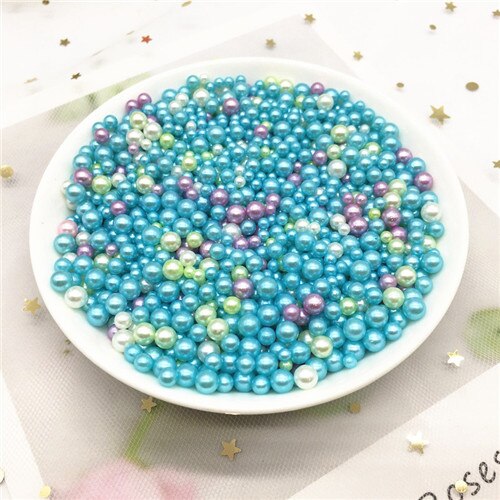 Perles en Imitation acrylique pour artisanat, mélange de 3/4/5mm, sans trou, perles d'art de fabrication de bijoux, matériel artisanal, 10g: Mix light blue
