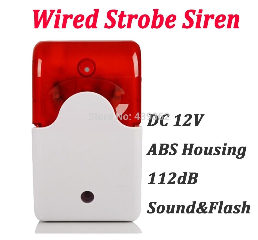 112dB Wired Alarmsirene Hoorn Met Strobe Flash Light DC12V Voor Home Security Alarm Systeem,