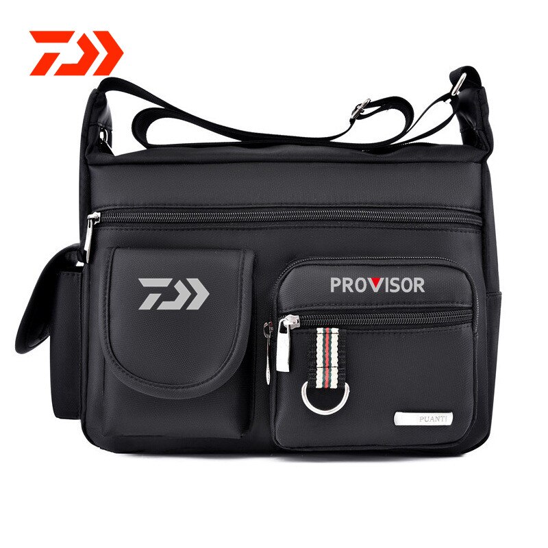 Daiwa Heren Fietsen Wandelen Schoudertas Messenger Bag Outdoor Vissen Mannen Grote Capaciteit Rugzak Rits Vissen tas: Photo Color 03