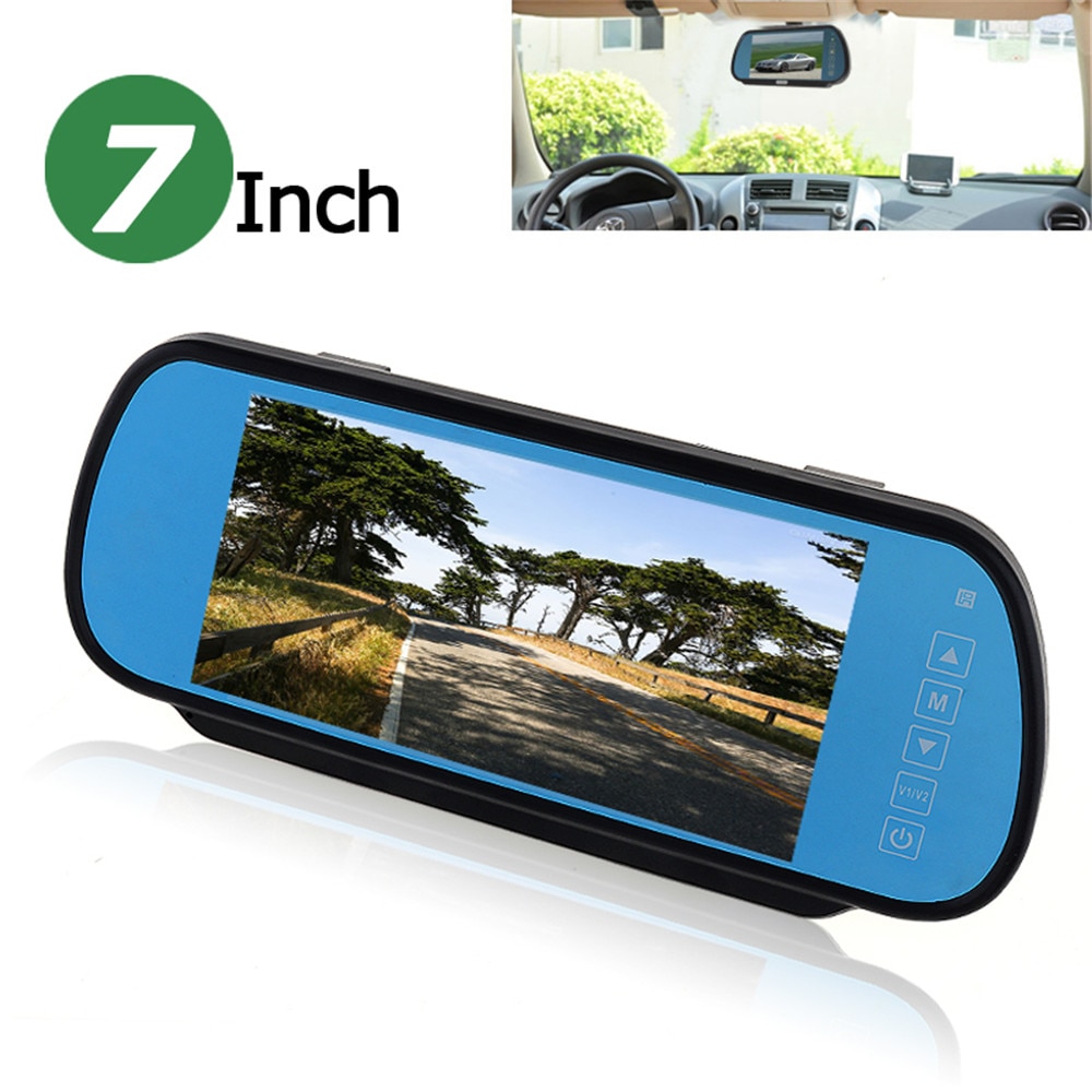 7 Inch Tft Lcd Breedbeeld 2 Video Input Touch Knop Auto Parkeer Achteruitkijkspiegel Reverse Mirror Monitor Met Afstandsbediening