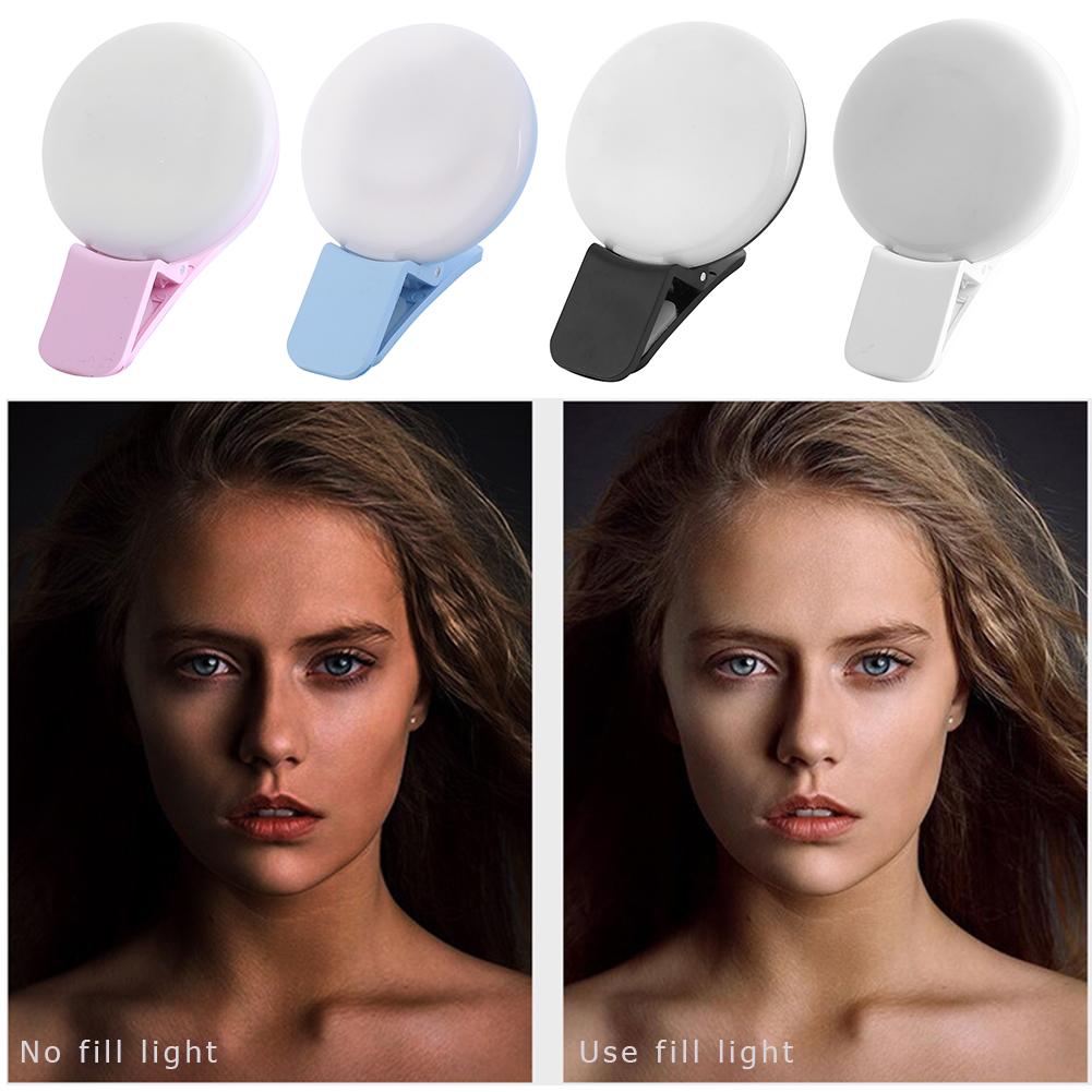 Mobiele Telefoon Led Selfie Ring Licht Draagbare Mini Duurzaam Praktische Drie Stop Dimmen Cirkel Fotografie Clip Licht Invullen