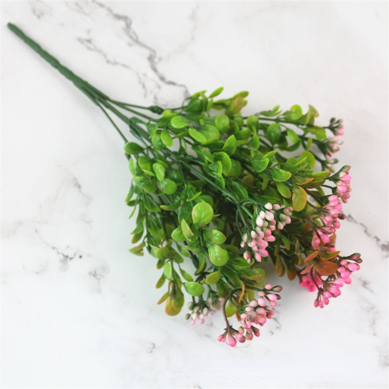 Branche de fruit artificielle plante murale, simulation de fruits milan herbe verte décoration de paysage 7 branches petit fruit sauvage: Rose