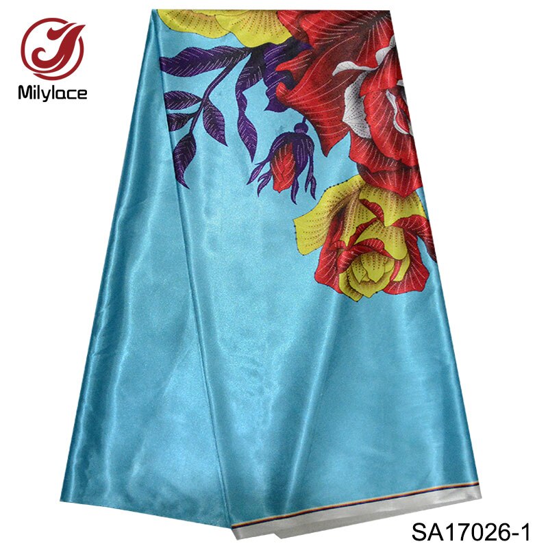 Tissu satin extensible nigérian | Tissu satin à la avec cire imprimée numérique pour fête 5 yards par lot